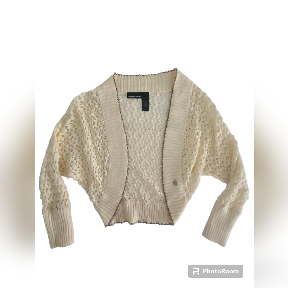 DKNY Donna Karan Jeans Donna Karan Women's knit Top Cropped Cardigan Siz…